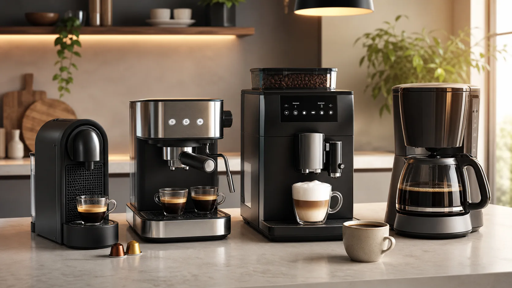 Tipos de cafeteras: cápsulas, espresso, superautomáticas y filtro
